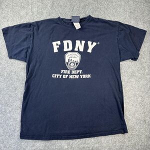 FDNY Shirt Mens XL Navy Blue Graphic Fire Dept City Of New York Tee Short Sleeve